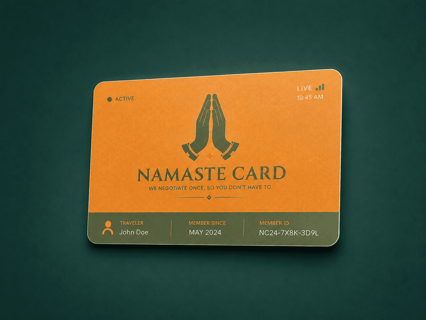Namaste Card — premium gold member card